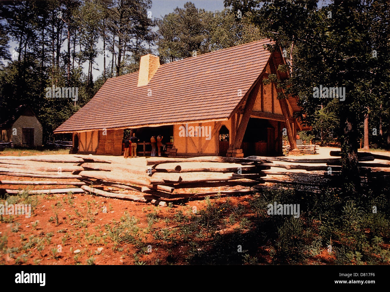 Reconstruction of the Glasshouse, Jamestown, Virginia, USA Stock Photo