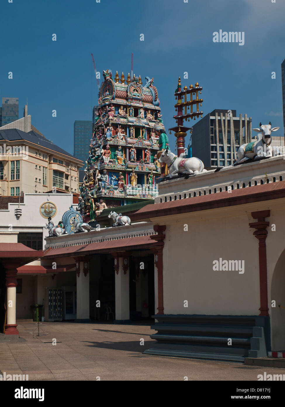 Colorful god's sculpture in Sri Mariamman Temple Stock Photo