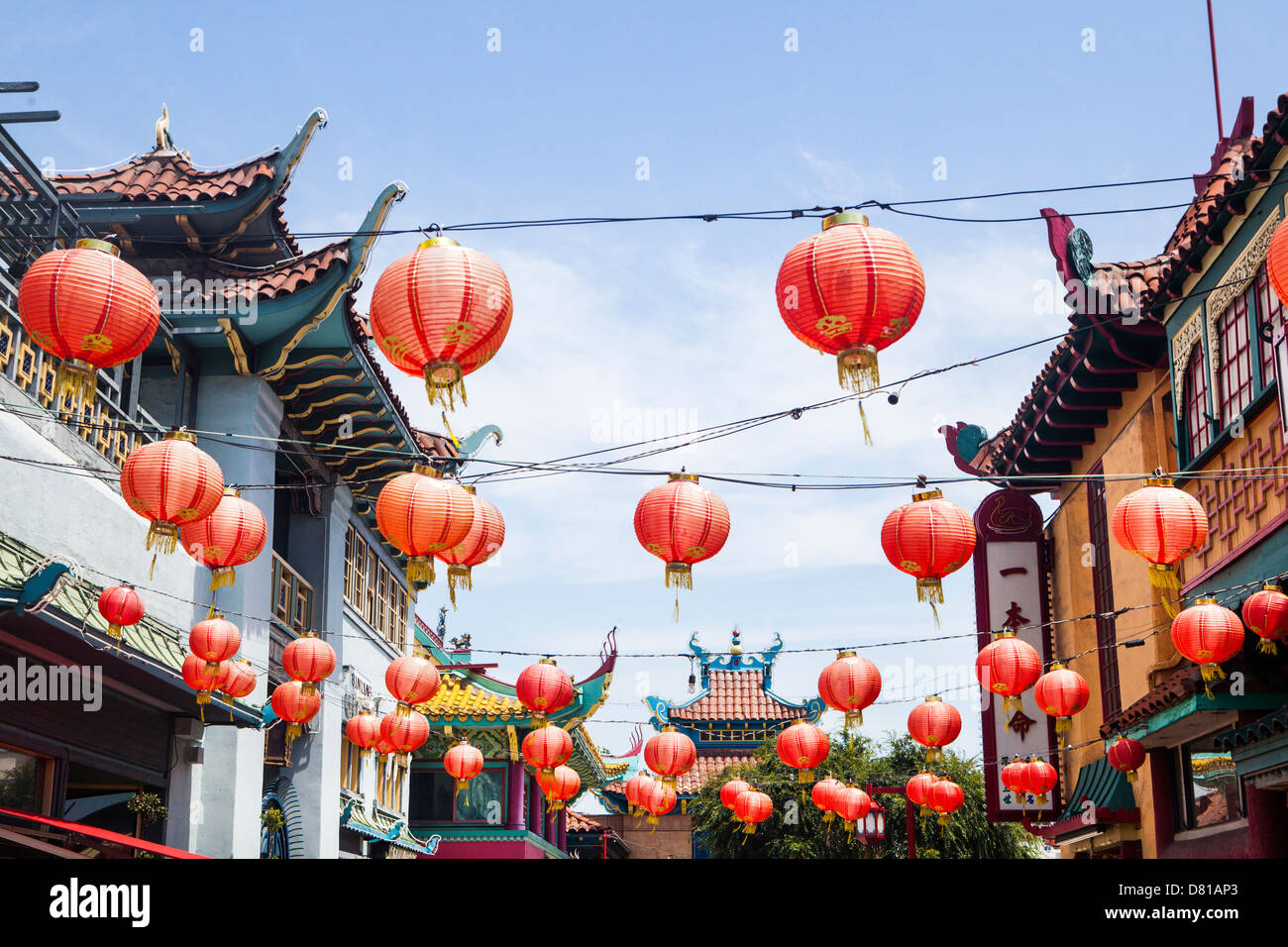 Chinese lanterns in Chinatown Los Angeles, California Stock Photo - Alamy