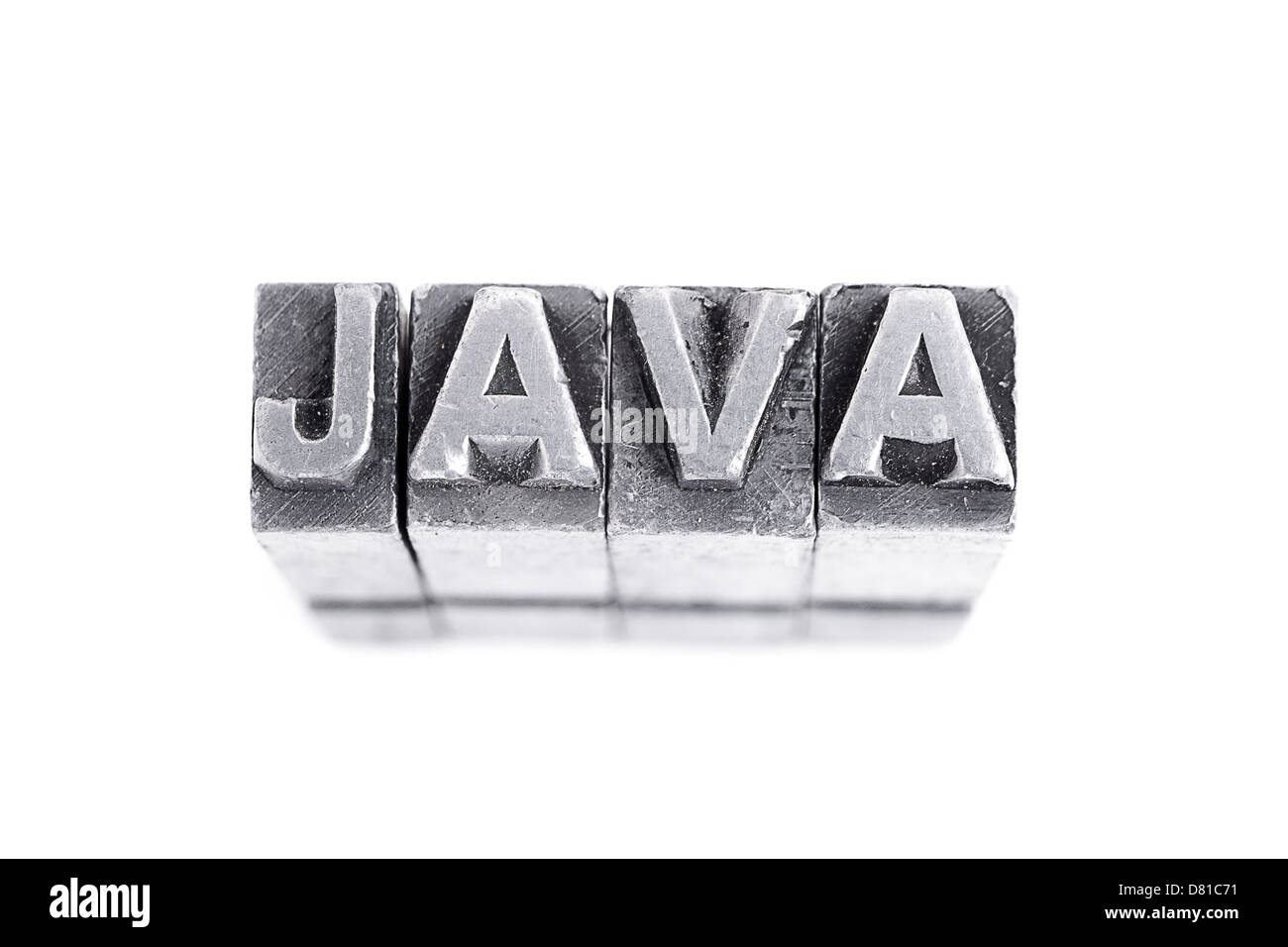 Java sign, antique metal letter type Stock Photo - Alamy