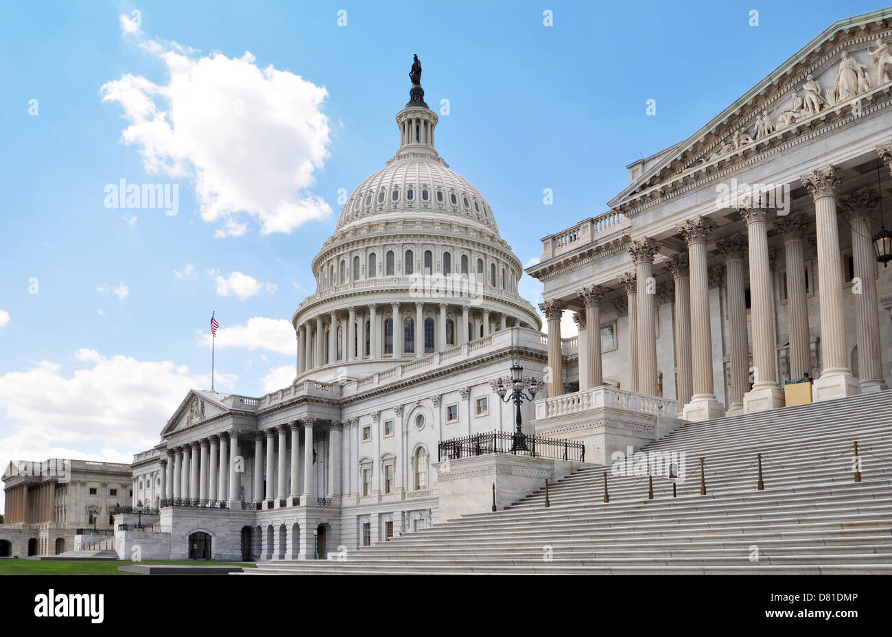 The US Capitol seen from the side. The Capitol represents Washington and and American power. Stock Photo