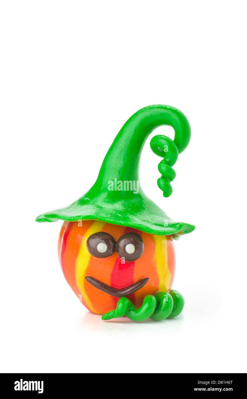 Handmade modeling clay pumpkin figure Stock Photo