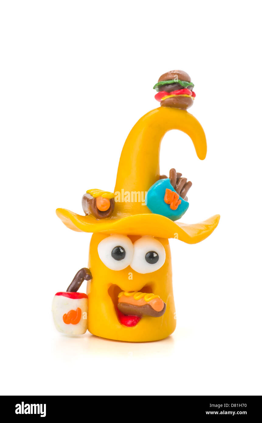 Handmade modeling clay figure with fast food Stock Photo