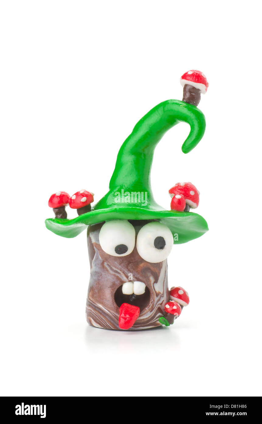 Handmade modeling clay figure with mushrooms Stock Photo Alamy