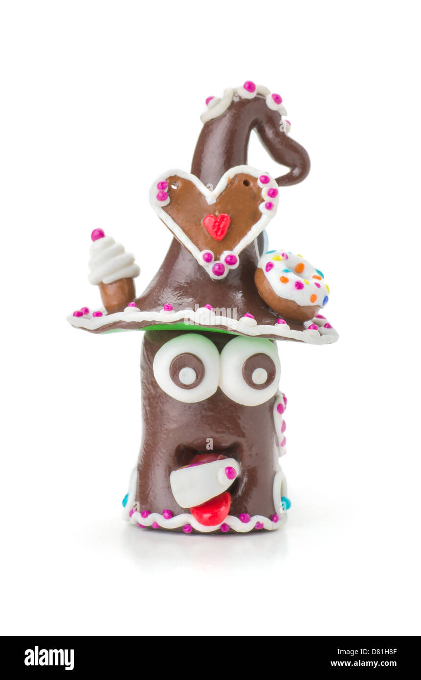 Handmade modeling clay figure with sweets Stock Photo