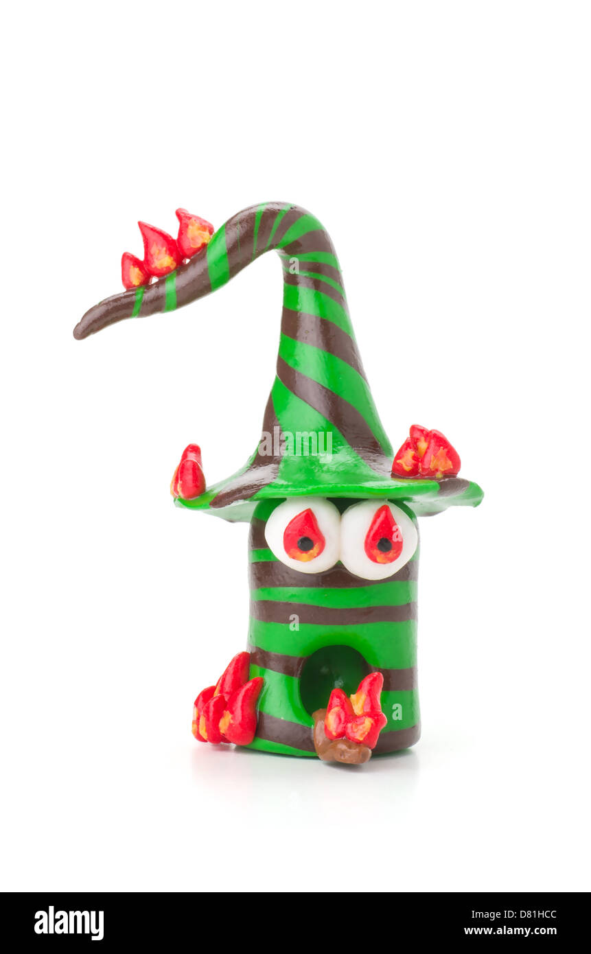 Handmade modeling clay figure with flames Stock Photo