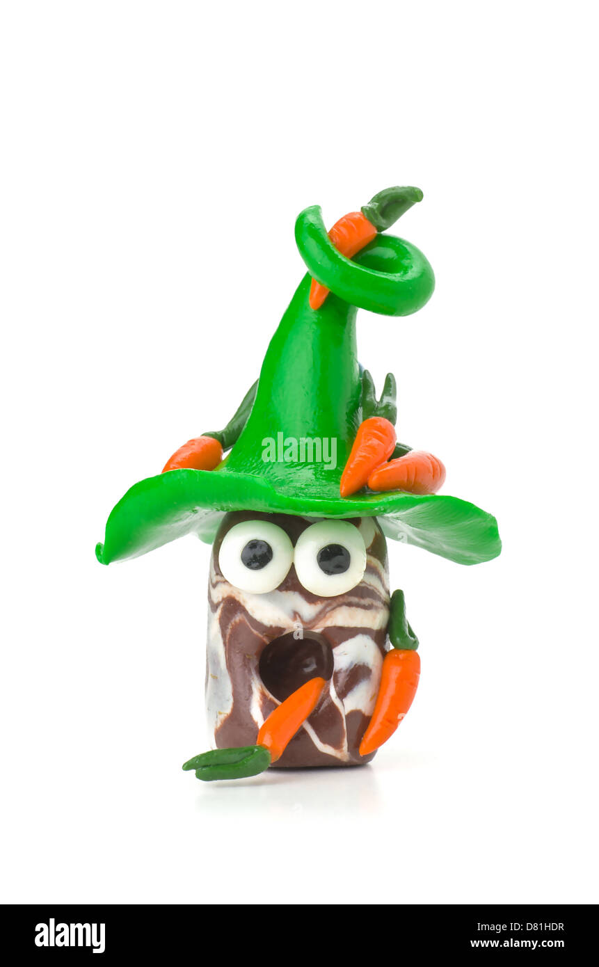 Handmade modeling clay figure with carrots Stock Photo