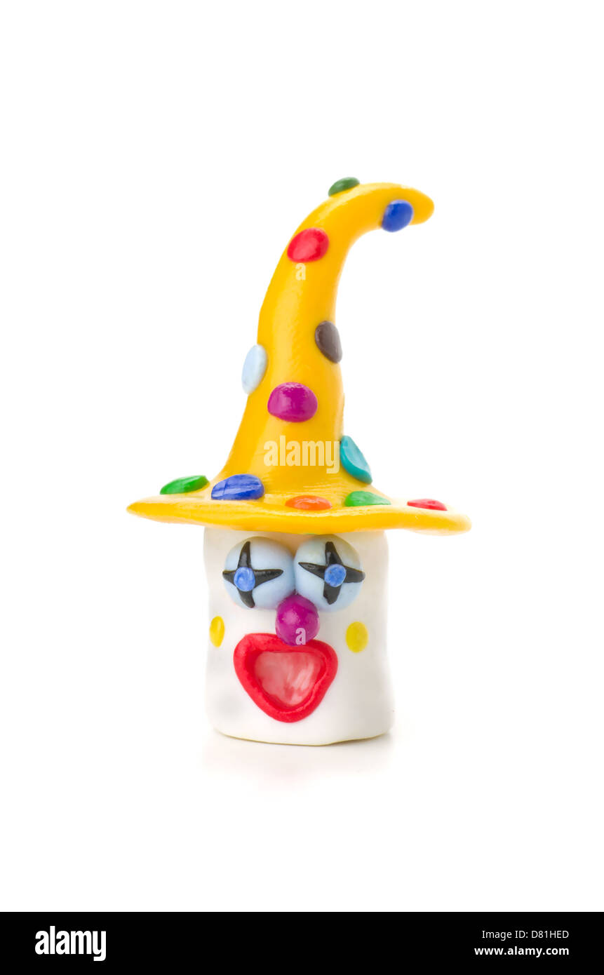 Handmade modeling clay clown figure Stock Photo