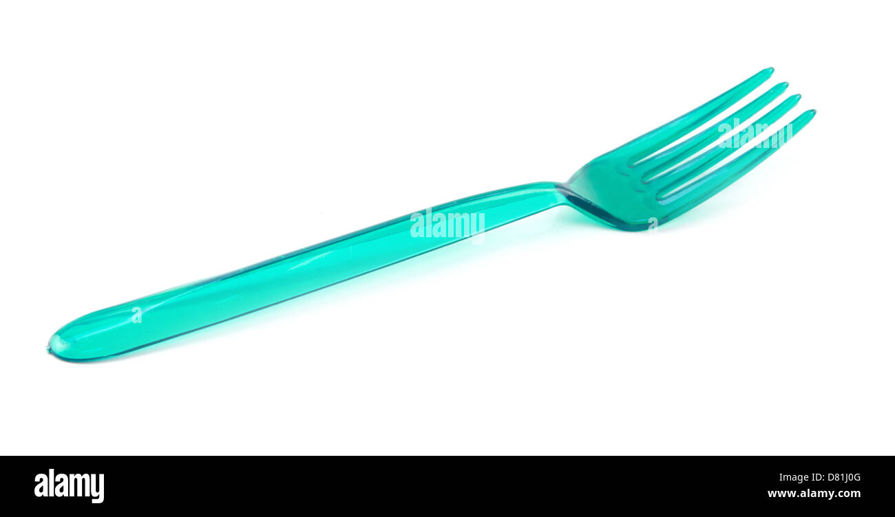 kitchen utensil — One plastic fork isolated on white background Stock