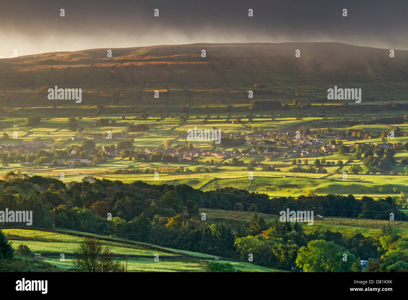 The village of Hawes in the Wensleydale valley, Yorkshire Dales National Park, England Stock Photo
