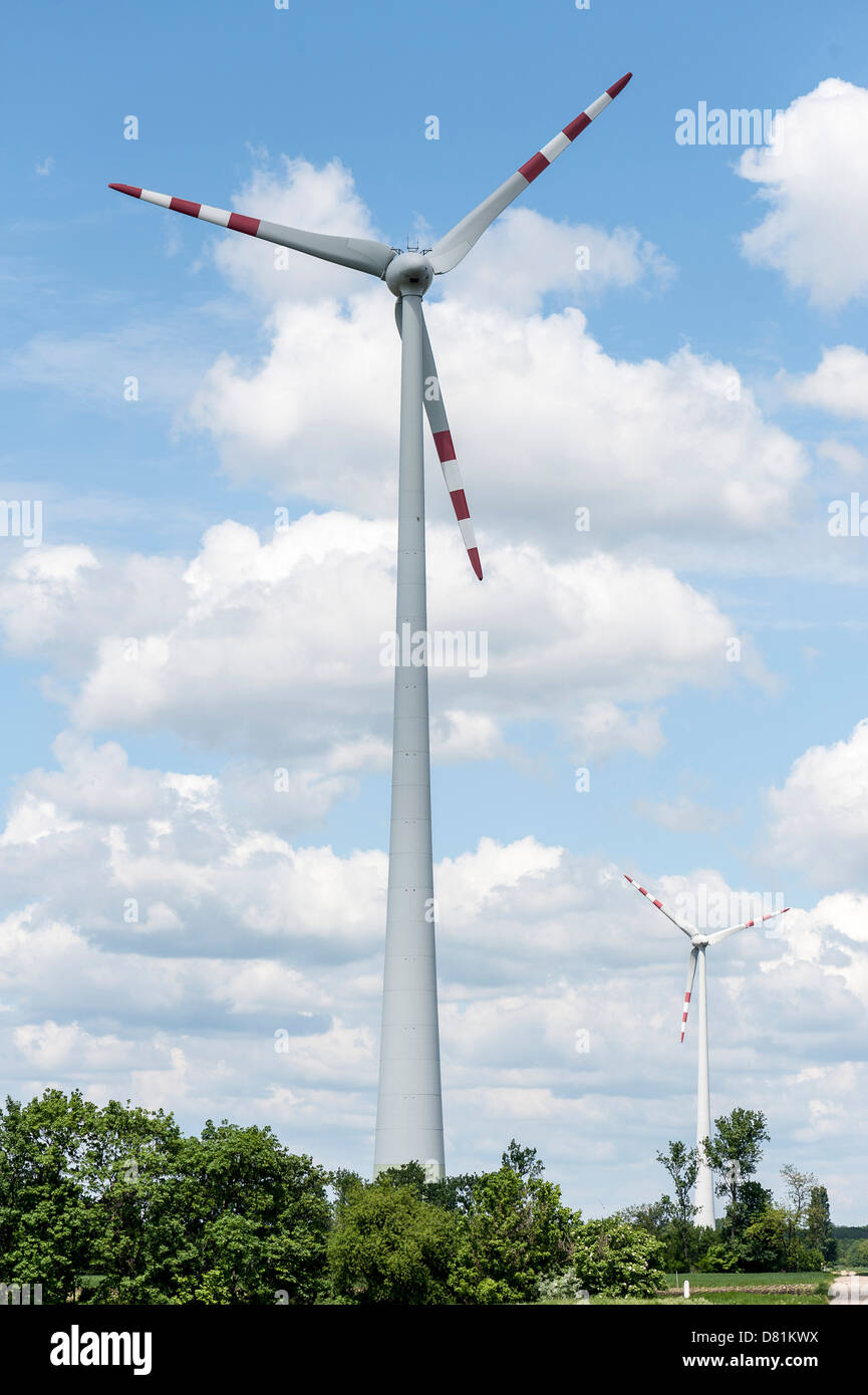 renewable energy source wind power on a field in Marchfeld, Lower