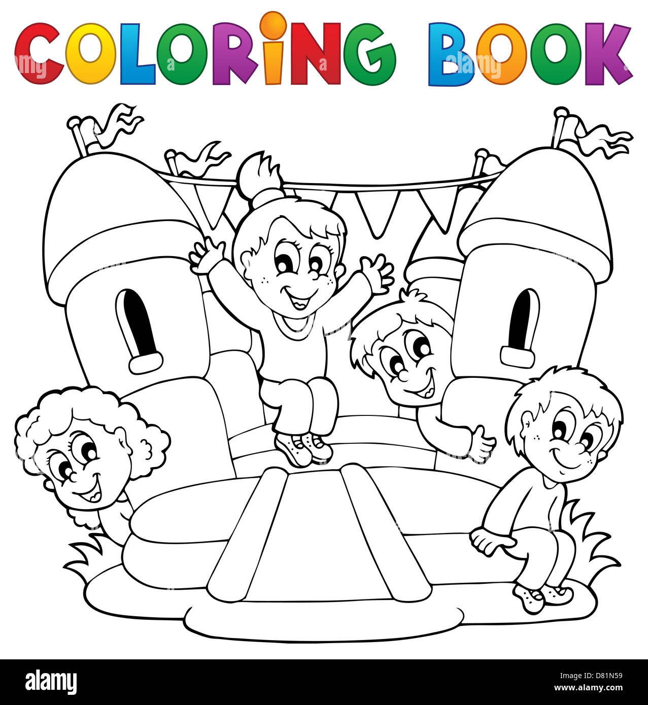 Coloring book kids play theme 5 picture illustration Stock Photo Alamy