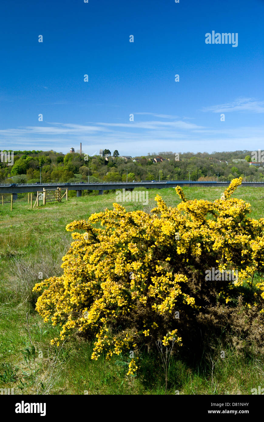 ely valley and grange link road from granemoor country park, granetown, cardiff, wales. Stock Photo