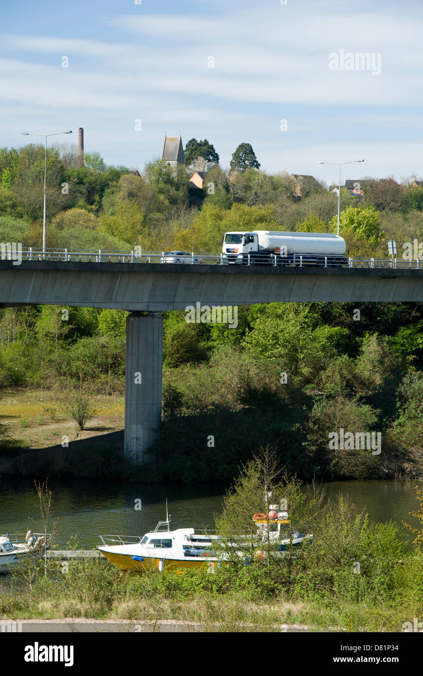 grangetown link road and river ely, grangetown, cardiff, wales, uk. Stock Photo