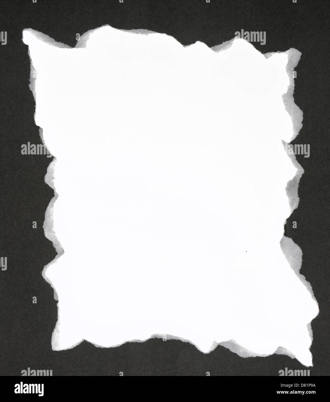frame of black ripped paper cut out onto a white background Stock Photo -  Alamy