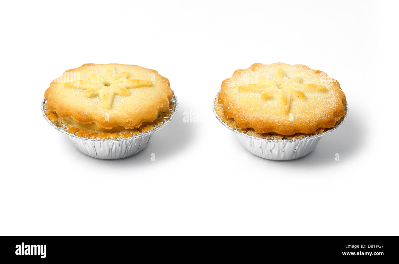mince pies cut out against a white background Stock Photo