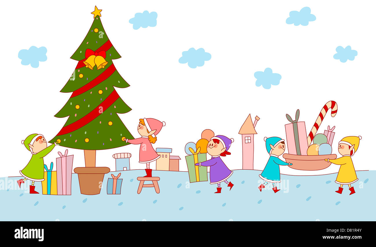 An illustration of Santa s elves Stock Photo Alamy