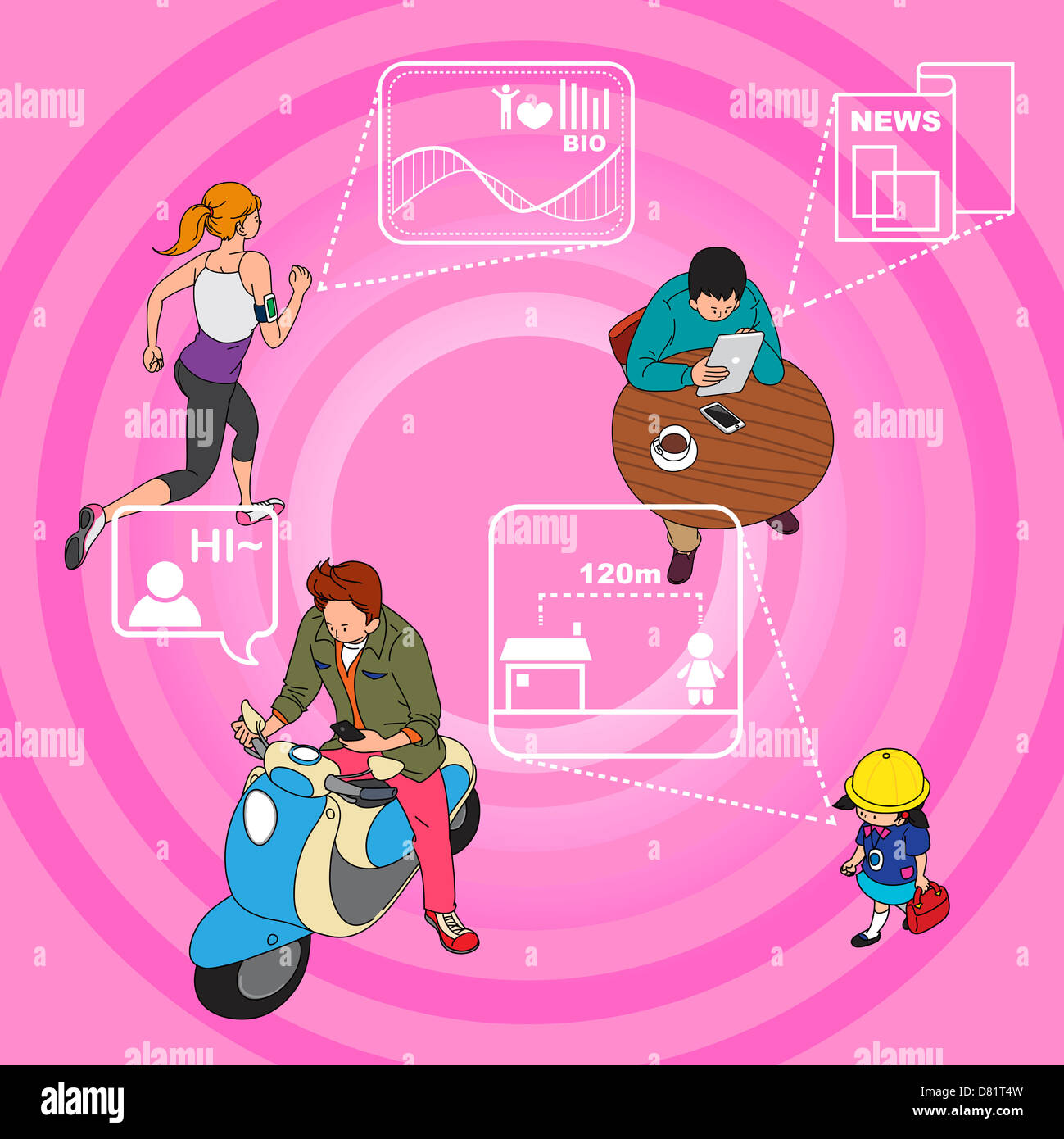 An illustration showing various kinds of technology Stock Photo Alamy