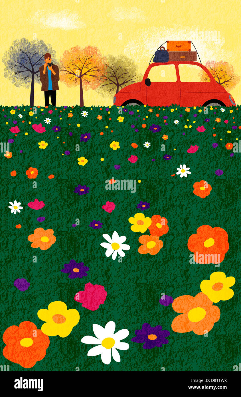 An illustration showing a rural scene Stock Photo - Alamy