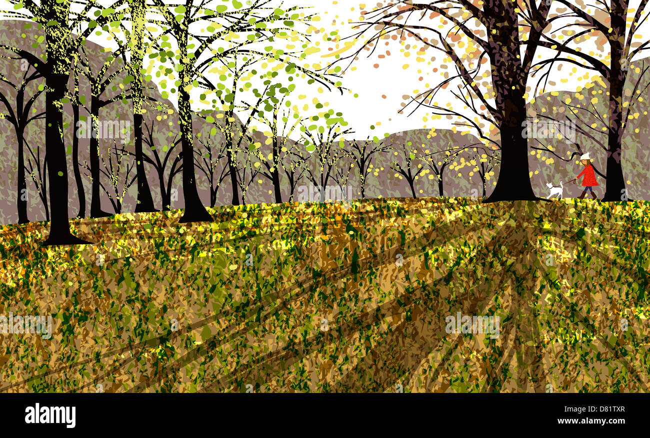 An illustration showing a rural scene Stock Photo - Alamy