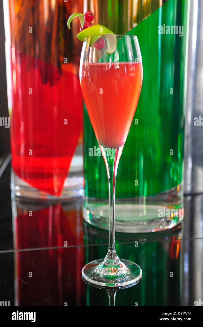 A Champagne Cocktail at The Lobby Bar at One Aldwych Hotel, London, England, UK Stock Photo