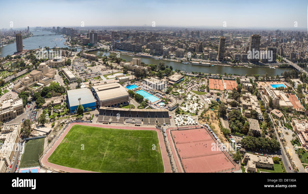 Aerial view of the city of Cairo along the Nile river Stock Photo - Alamy