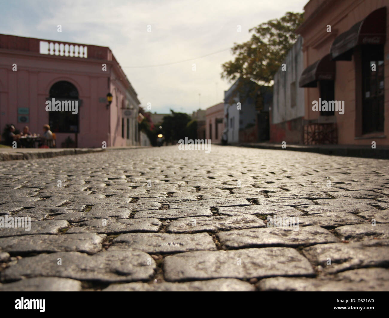 The cobbled stone streets of Colonia de Sacremento, Uruguay. Stock Photo