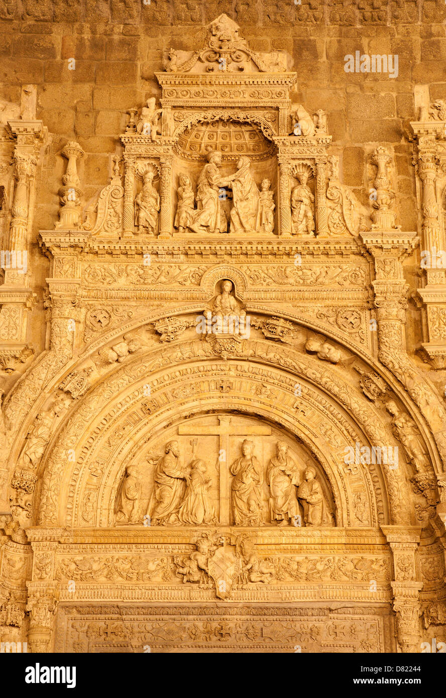 TOLEDO - MARCH 7: Detail of renaissance portal of Hospital Santa Cruz Stock Photo