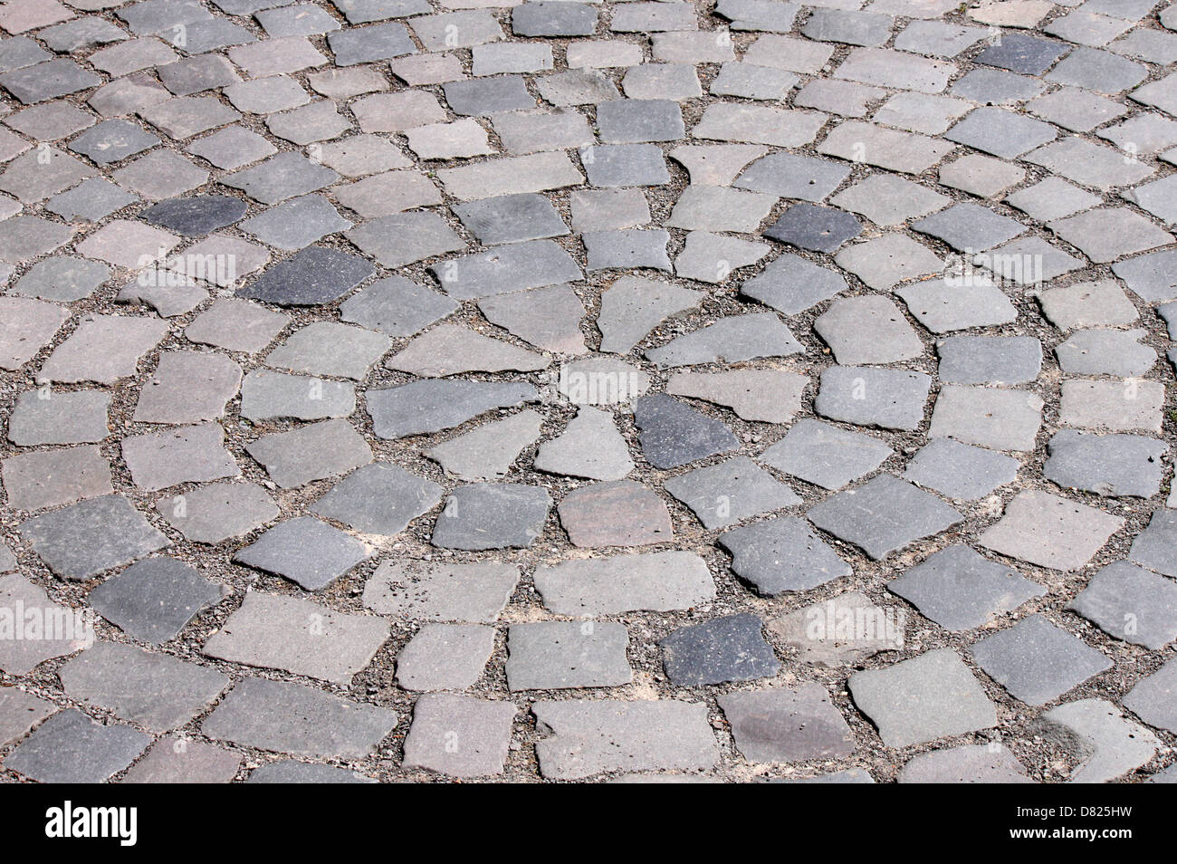 circles on cobble stone pavement Stock Photo