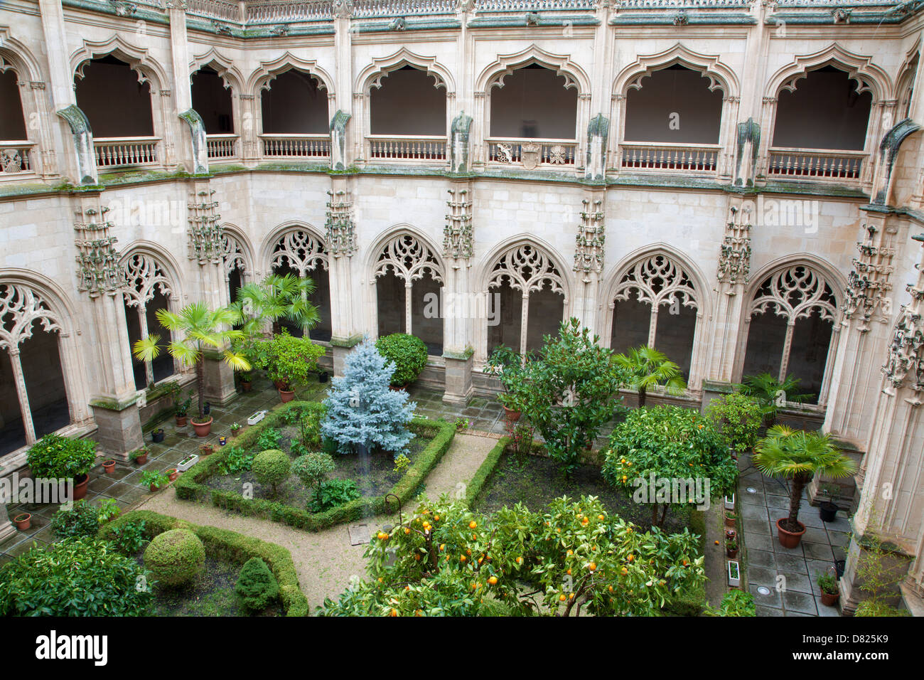 TOLEDO - MARCH 8: Gothic atrium of Monasterio San Juan de los Reyes or Monastery of Saint John of the Kings Stock Photo