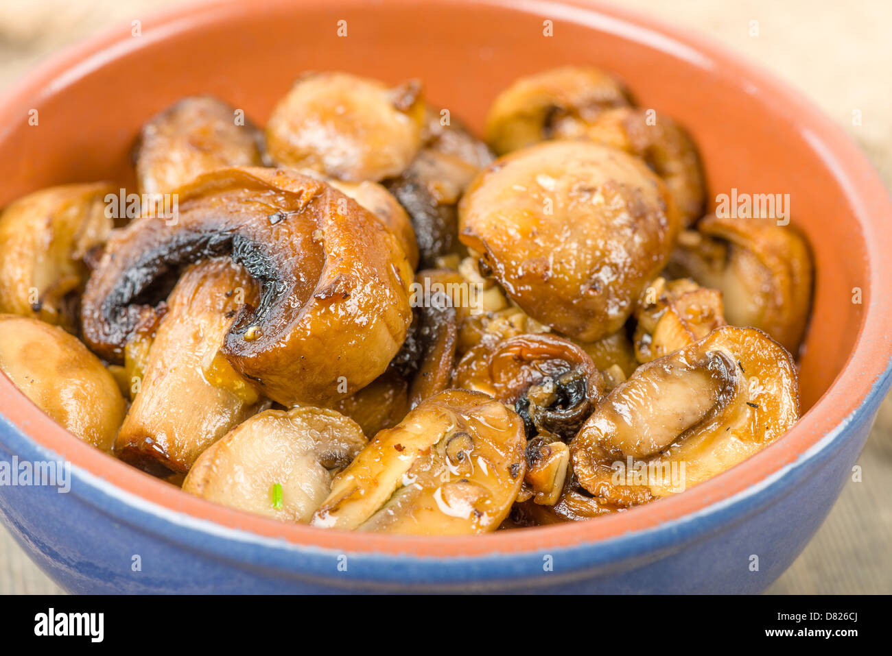 Ajillo style fried with garlic mushrooms hires stock photography and