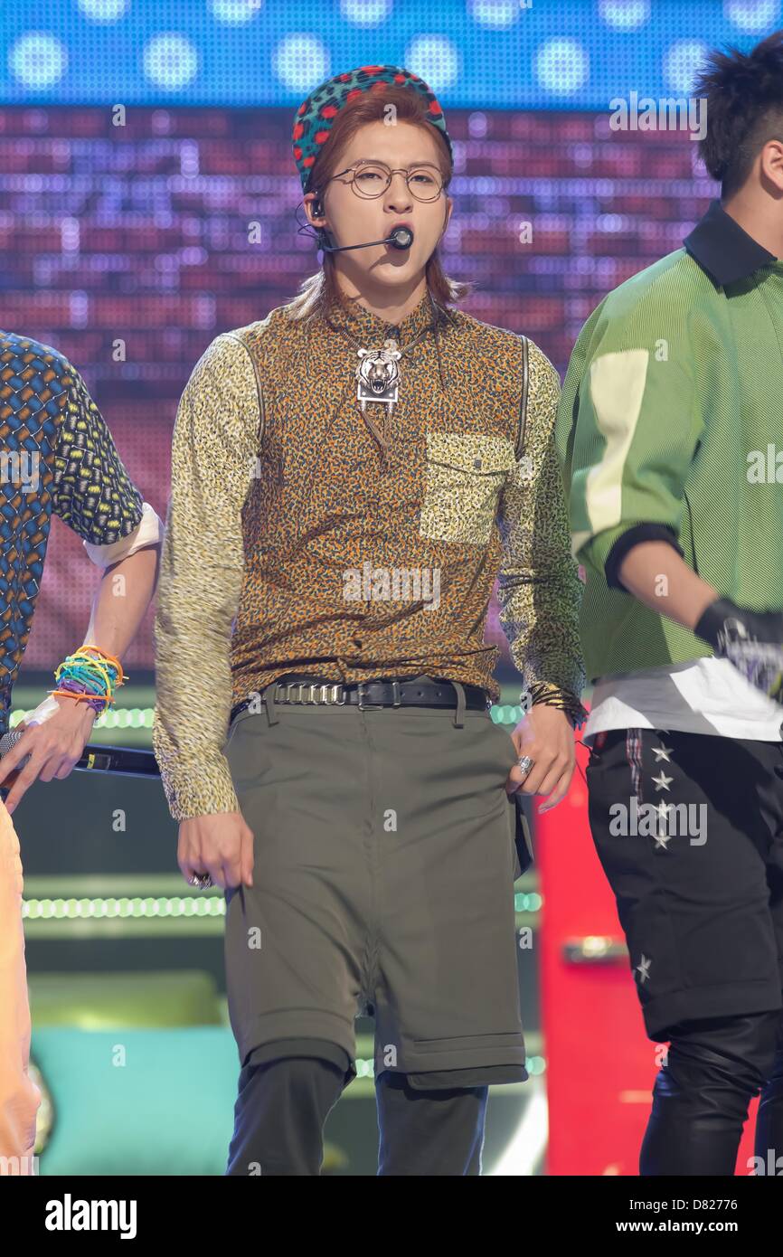 Boy group B1A4 on the set of MBC MUSIC SHOW CHAMPION in Seoul, South Korea on Wednesday May 15, 2013. Stock Photo