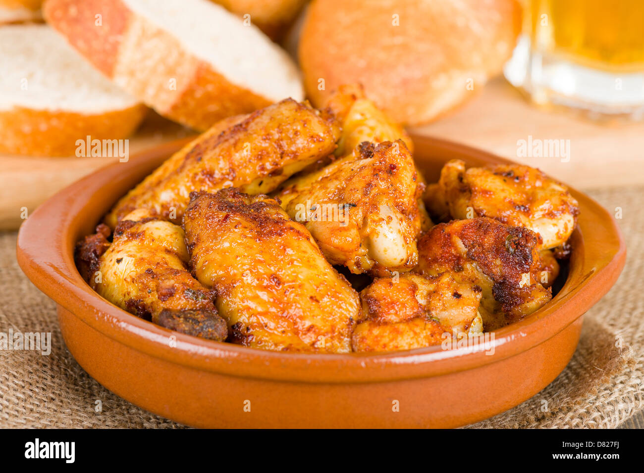 Pollo al Ajillo (Garlic Chicken Wings). Traditional Spanish tapas dish