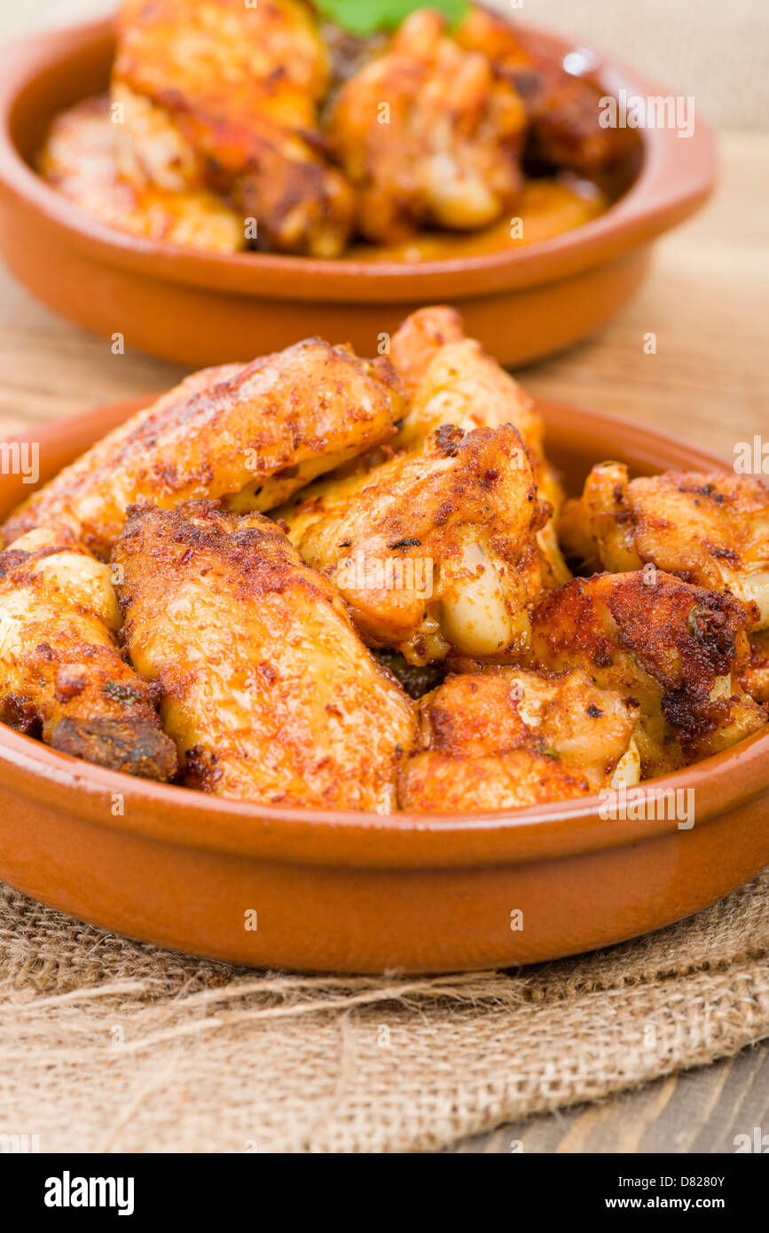 Pollo al Ajillo (Garlic Chicken Wings). Traditional Spanish tapas dish ...