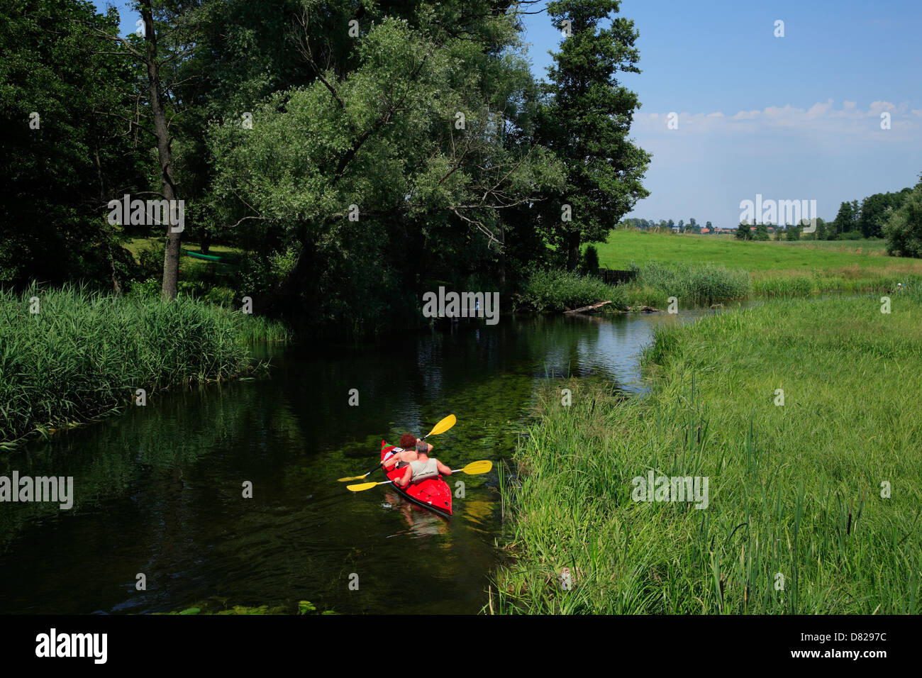 Paddling at  Krutynia River, Masurian Lake District, Poland Stock Photo
