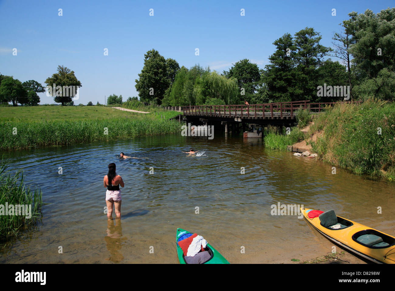 Paddling at  Krutynia River, Masurian Lake District, Poland Stock Photo