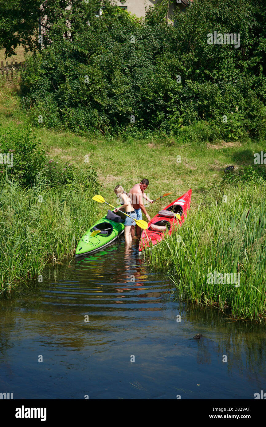 Paddling at  Krutynia River, Masurian Lake District, Poland Stock Photo