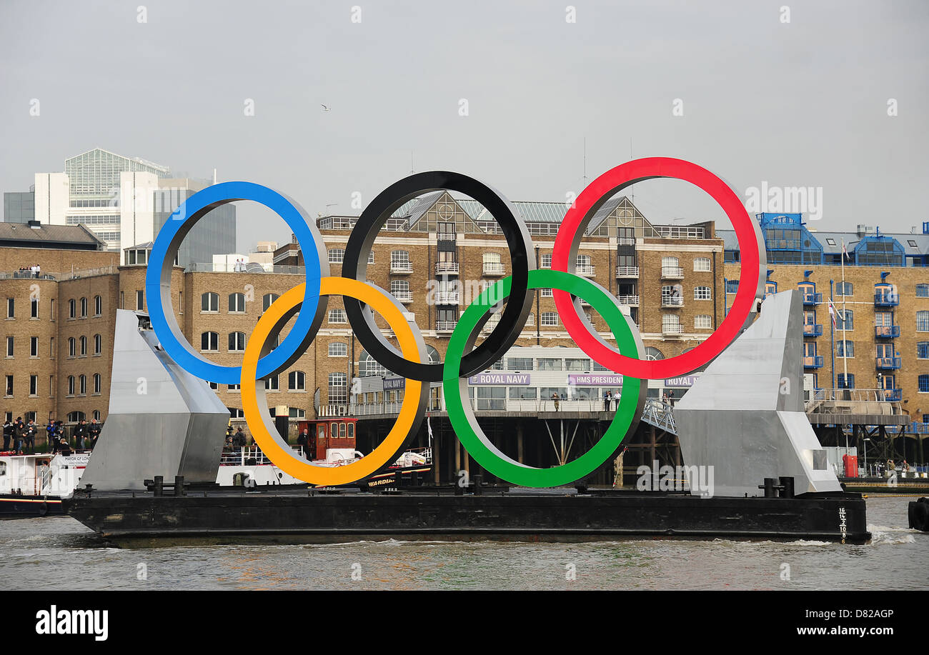 Olympic Rings on The River Thames launch London, England 28.02.12