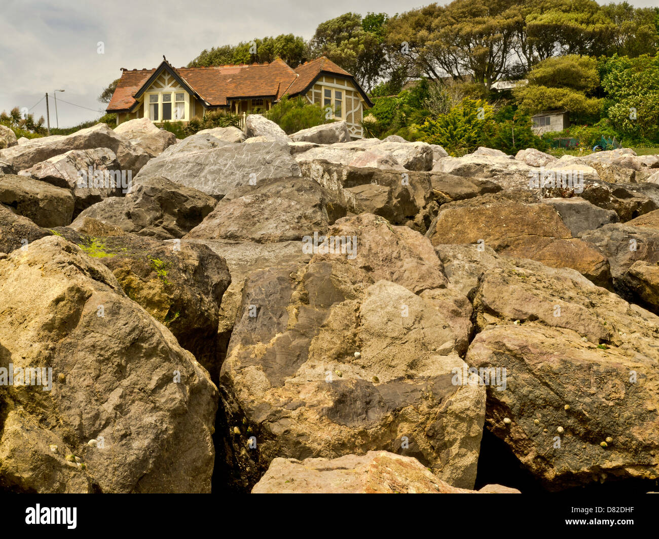 Large Rocks at the beach at Steephill cove, near Ventor, Isle of Wight, UK Stock Photo