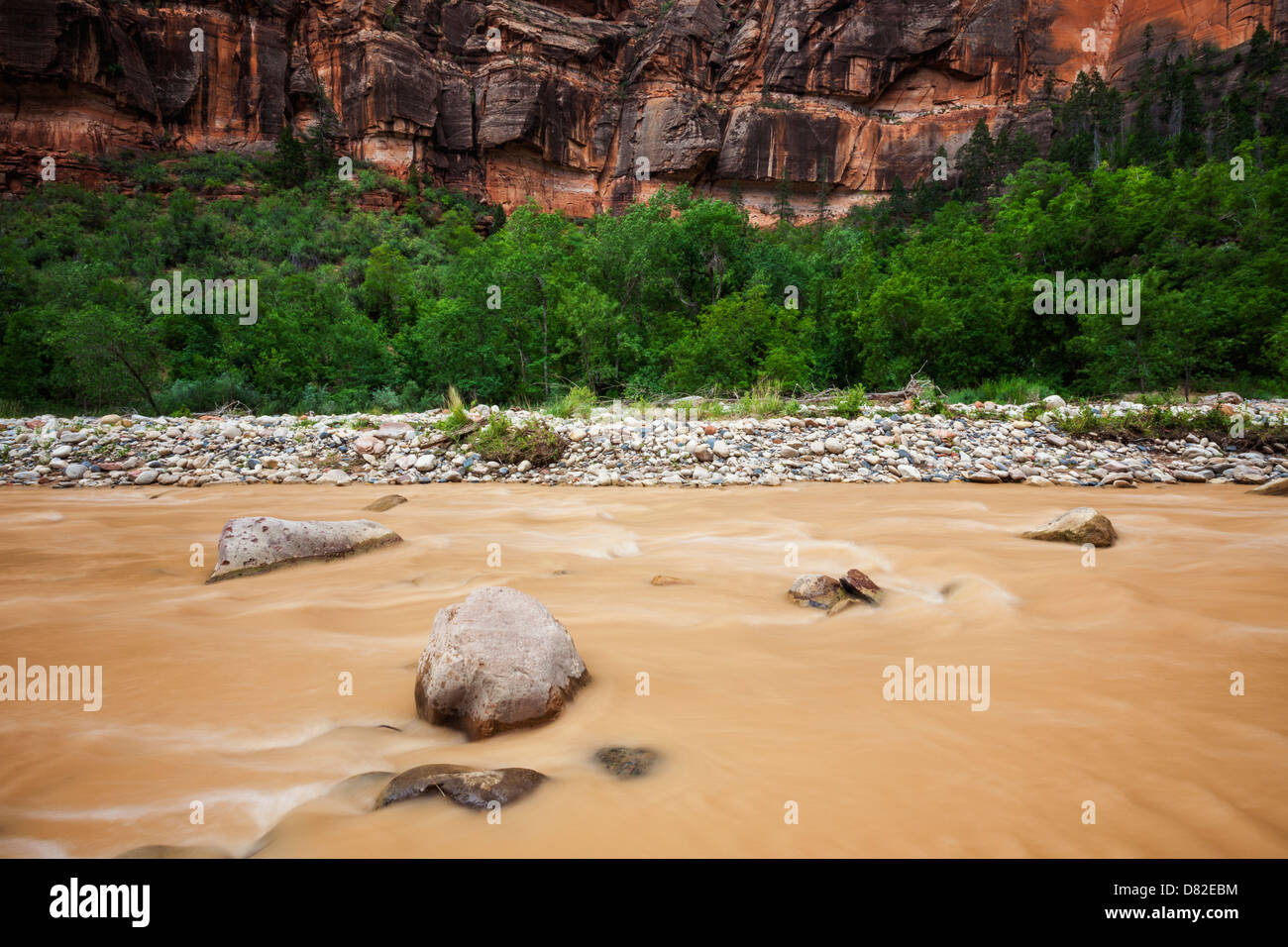 Big Bend and Virgin River, Zion National Park, Utah The river is muddy