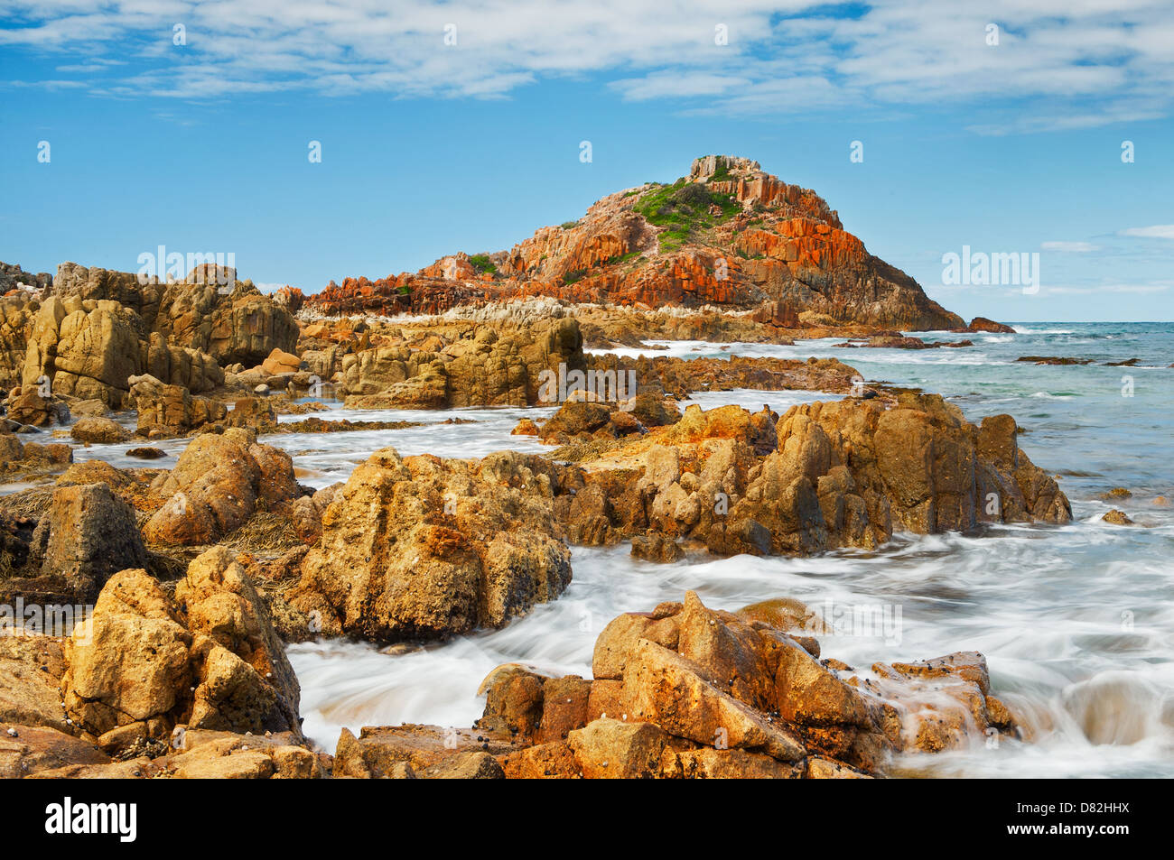 Rugged Coastline at Mimosa Rocks. Stock Photo