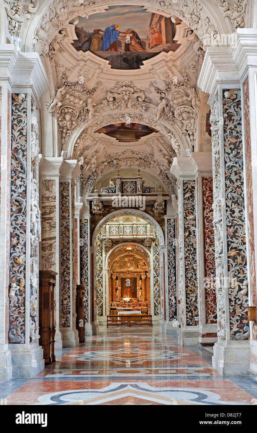 PALERMO - APRIL 8: Side nave in church La chiesa del Gesu or Casa Professa. Stock Photo