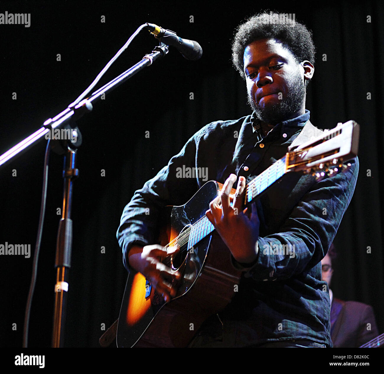 BBC's Sound of 2012 winner Michael Kiwanuka performing on stage at the Islington Assembley Hall. London, England - 16.02.12 Stock Photo