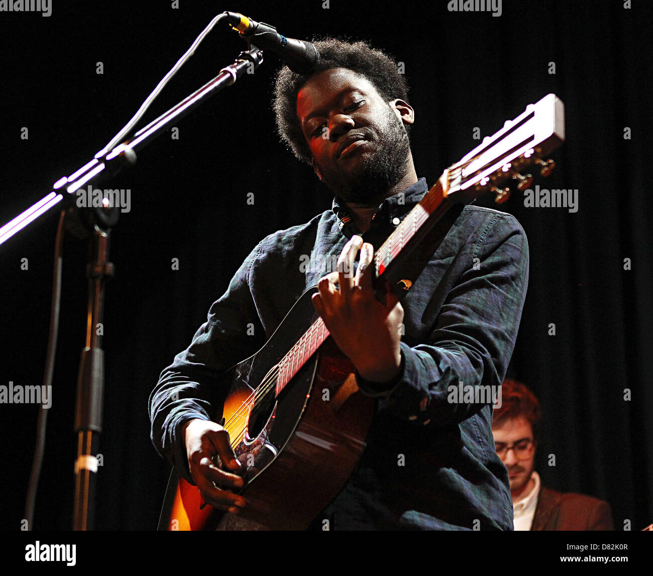 BBC's Sound of 2012 winner Michael Kiwanuka performing on stage at the Islington Assembley Hall. London, England - 16.02.12 Stock Photo