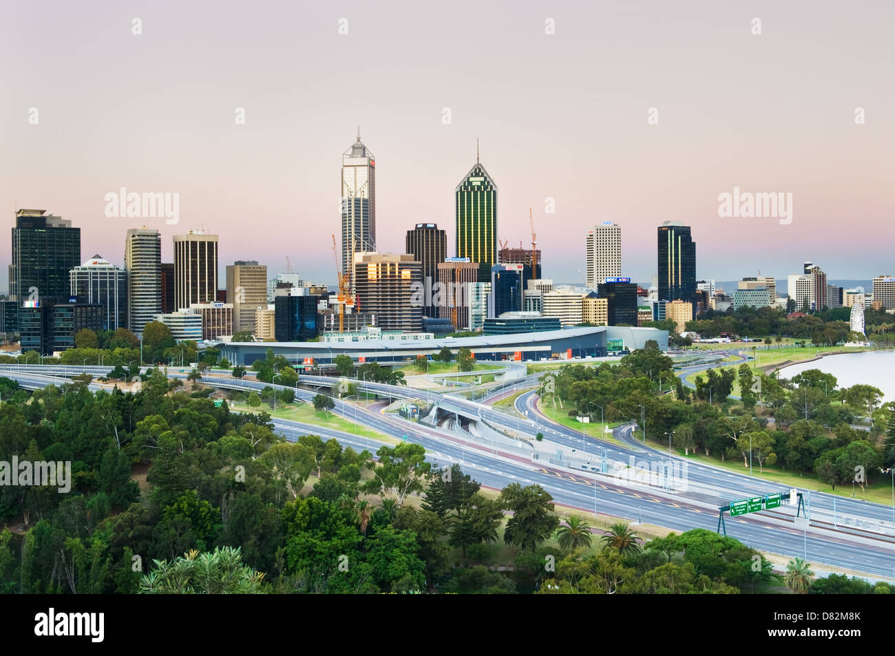 Perth City Centre at dusk Stock Photo Alamy