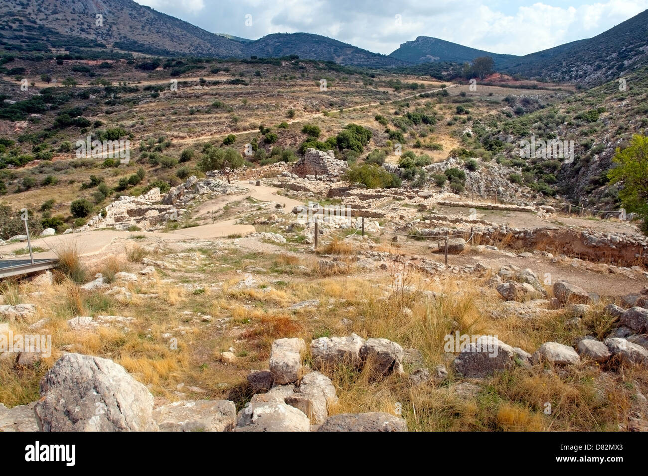 The archaeological ruins of Mycenae (Mykines) in the Pelopenese, Greece Stock Photo