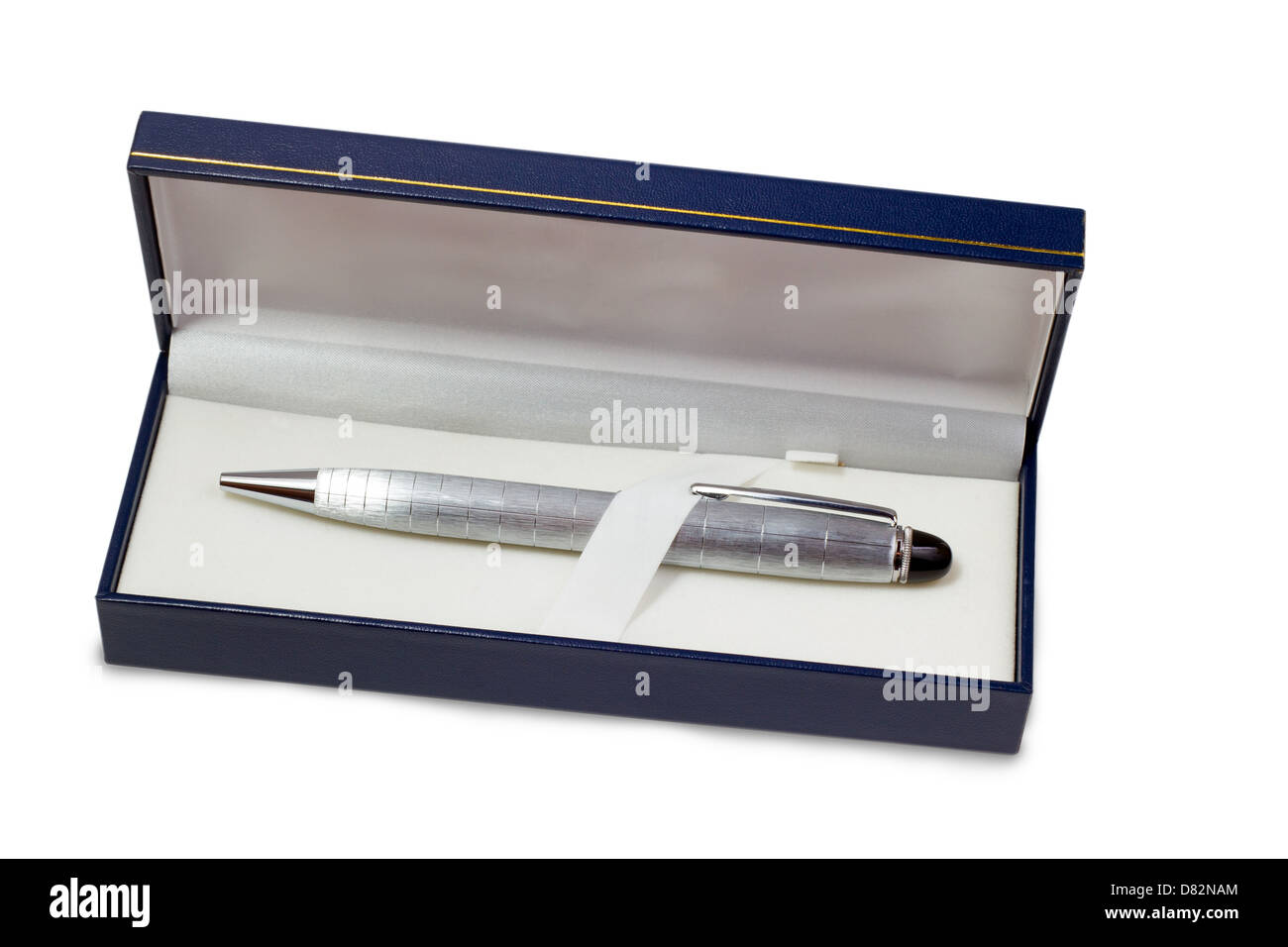 pen silver ballpoint in gift box isolated on white background Stock ...