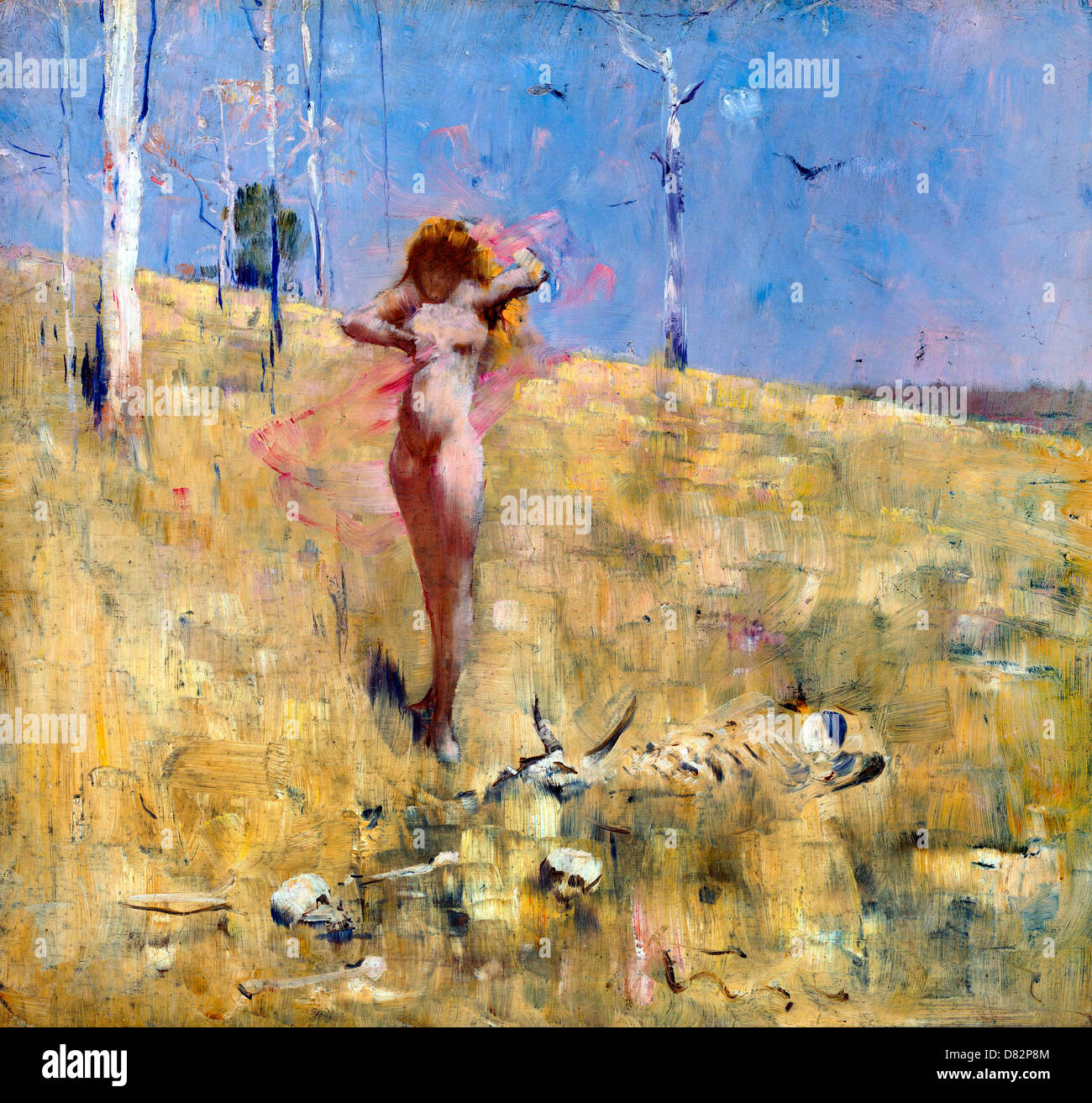 Arthur Streeton, The Spirit of the Drought. Circa 1895. Oil on wood panel. National Gallery of Australia, Canberra. Stock Photo