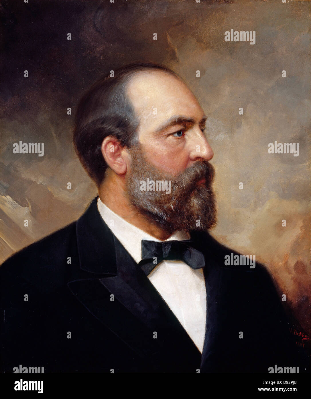 Ole Peter Hansen Balling, Portrait of James Garfield, 20th President of the United States (1831-1881) 1881 Oil on canvas. Stock Photo