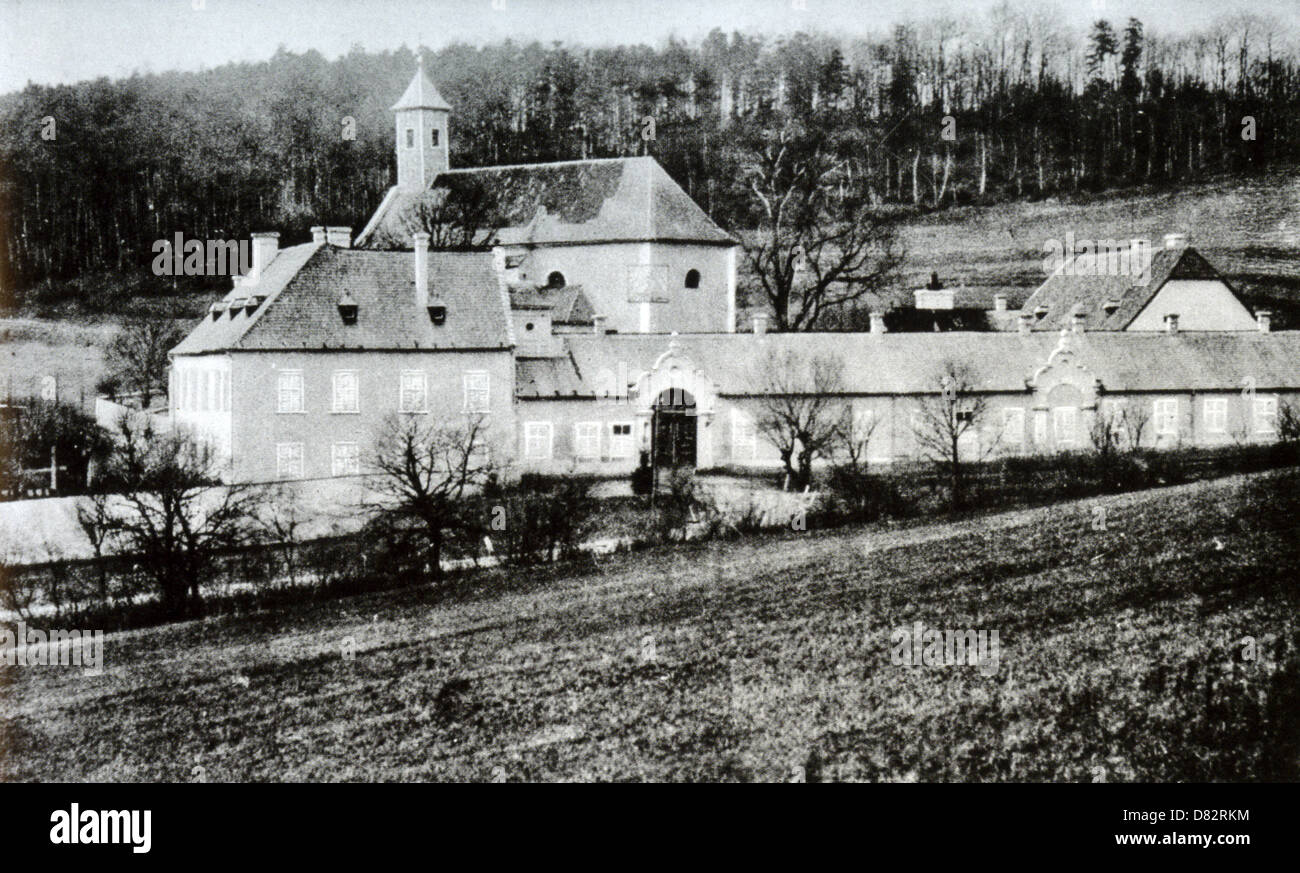 MAYERLING HUNTING LODGE in 1889 where Crown Prince Rudolf of Austria shot his mistress Mary Vetsera then committed suicide Stock Photo